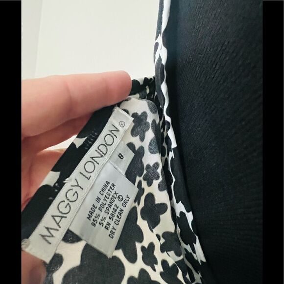 MAGGY LONDON BLACK AND WHITE FLORAL DRESS-gorgeous and flattering!! - Picture 7 of 7